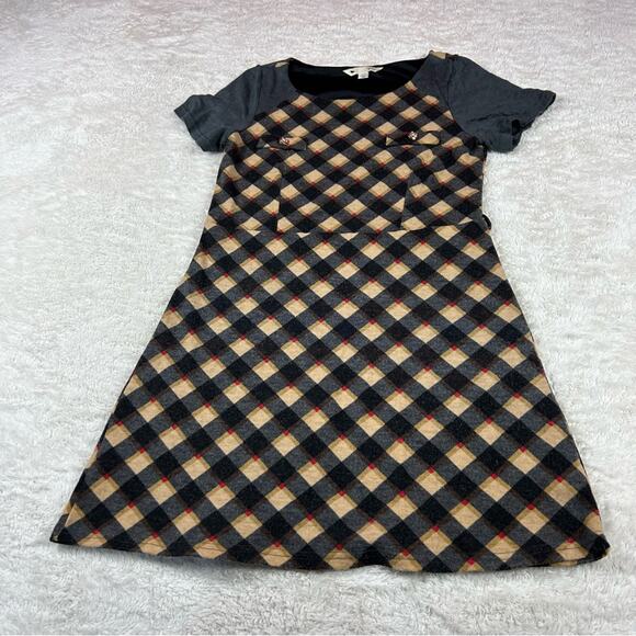 Yumi preppy plaid a line dress in brown and grey, size 8 or 10 - Picture 4 of 9